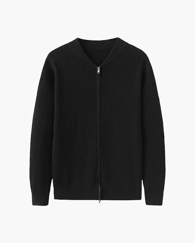 100% Cotton Ribbed Zip Cardigan