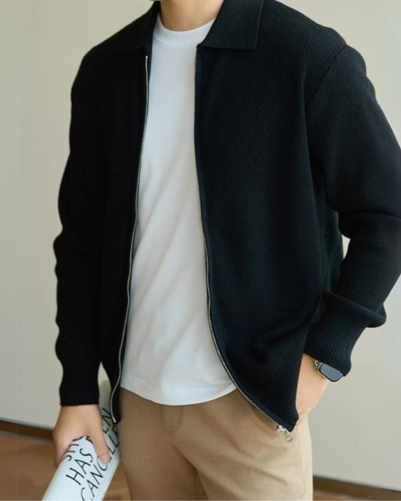 100% Wool Zip Knit Cardigan