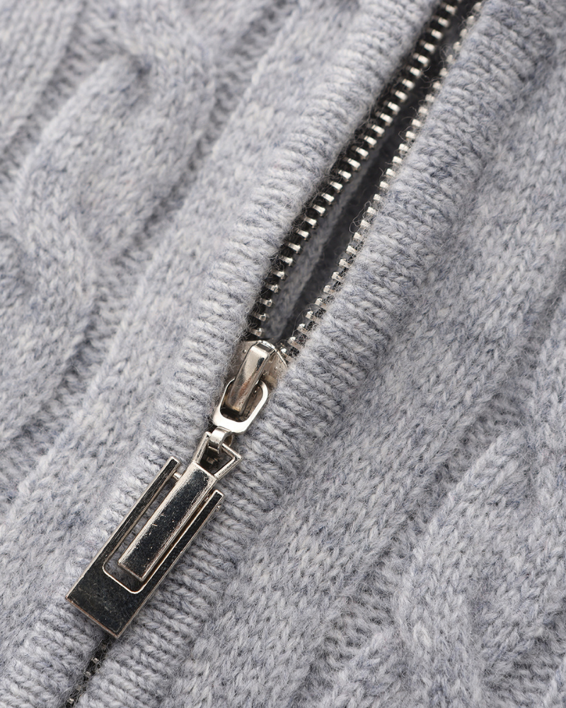 100% Cashmere Cable-Knit Half-Zip Sweater