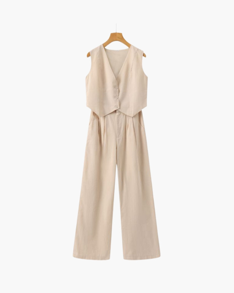 Classy Women's - Linen & Cotton Two-piece Set