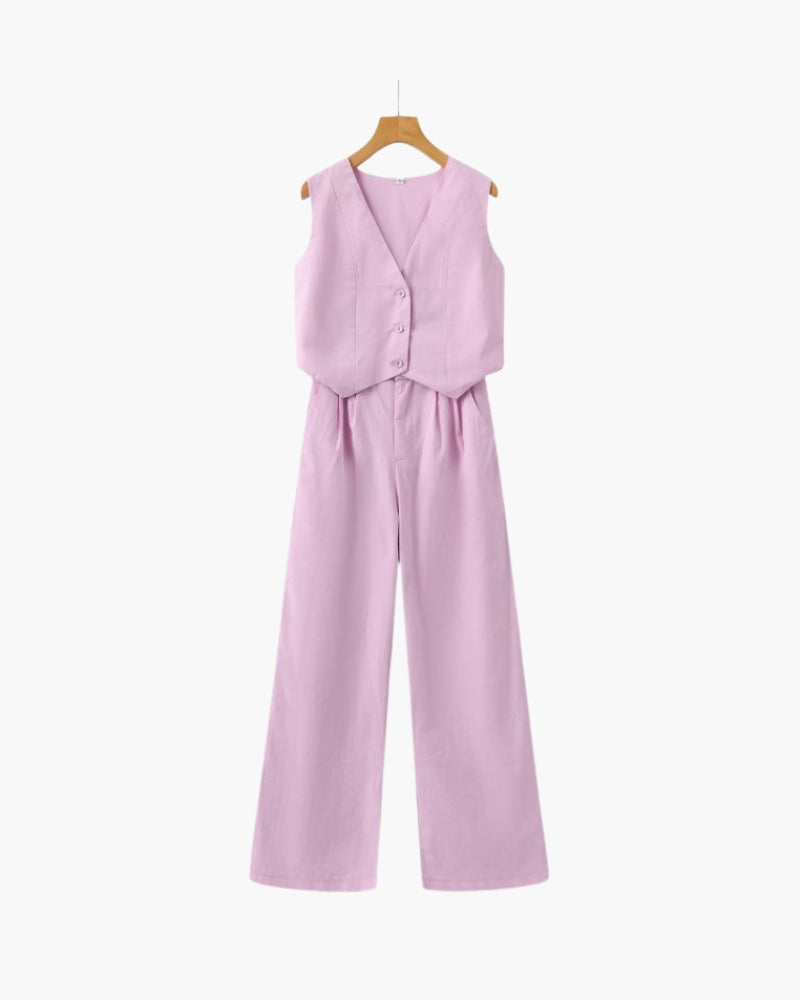 Classy Women's - Linen & Cotton Two-piece Set