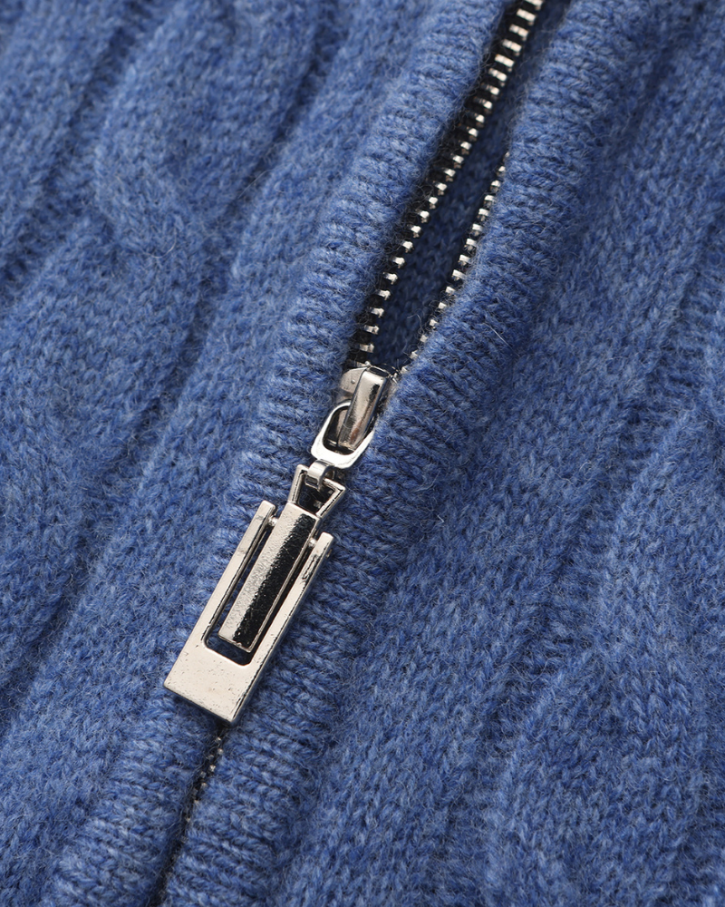 100% Cashmere Cable-Knit Half-Zip Sweater