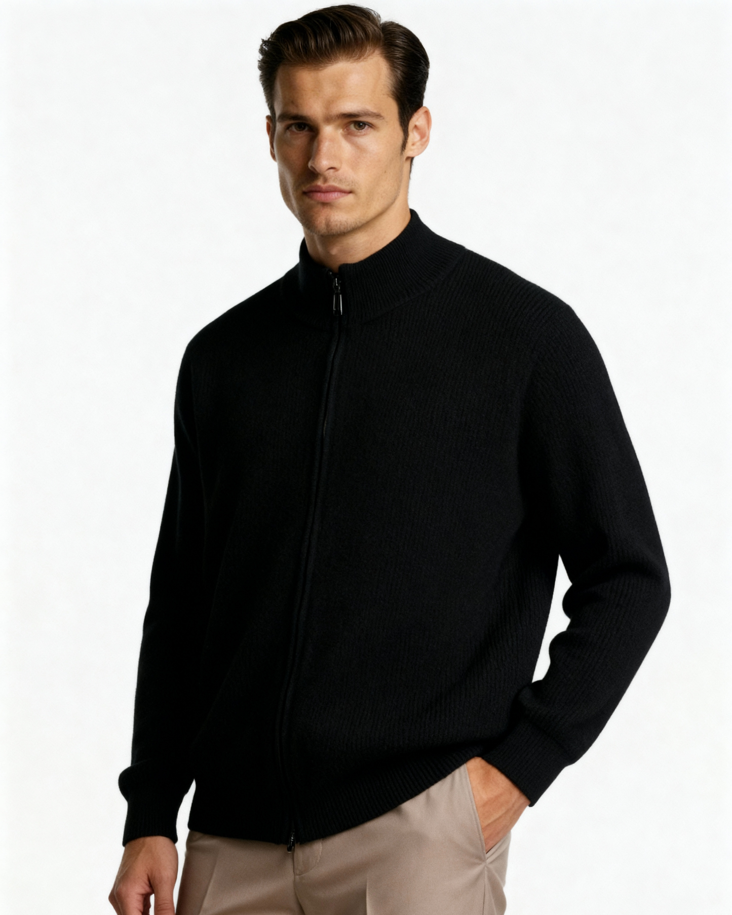 100% Cashmere Zip Cardigan