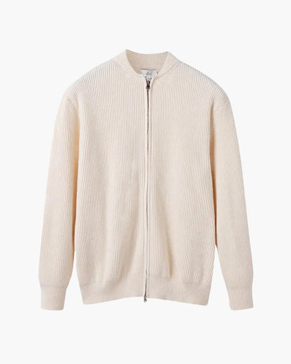 100% Cotton Ribbed Zip Cardigan
