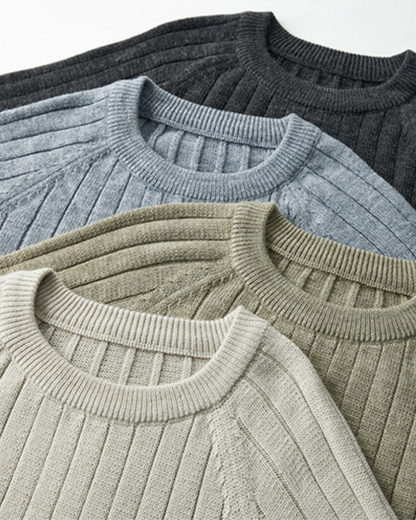 100% Premium Wool Ribbed Sweater
