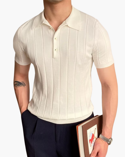 Cannes Ribbed Knit Cotton Polo