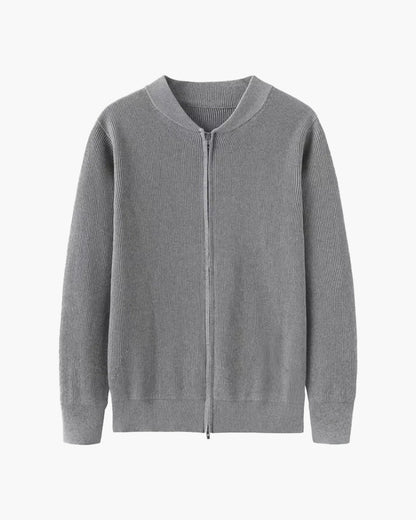 100% Cotton Ribbed Zip Cardigan
