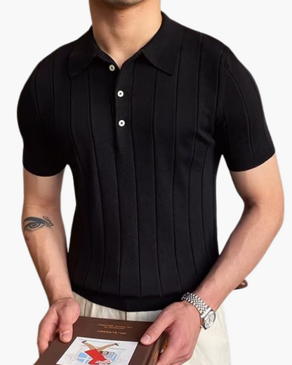 Cannes Ribbed Knit Cotton Polo