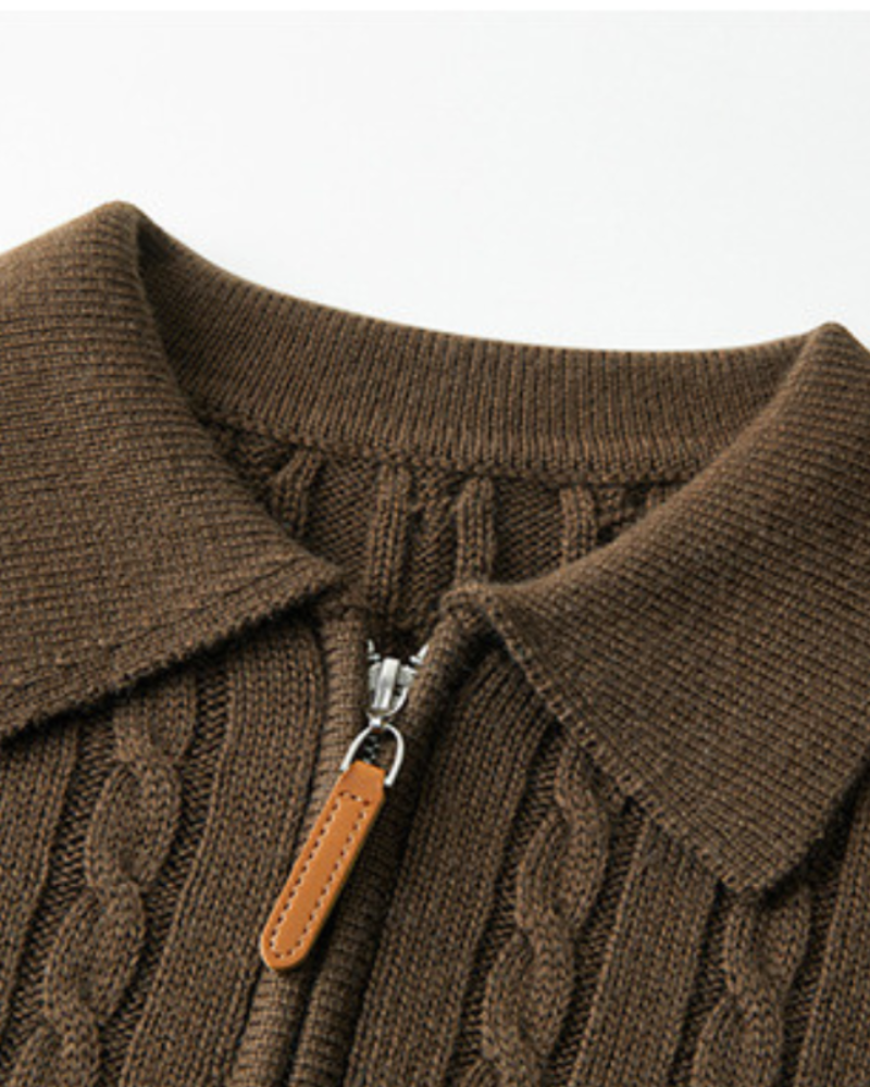 Premium Wool Half Zip Knit Sweater