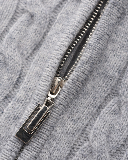 100% Cashmere Cable-Knit Half-Zip Sweater