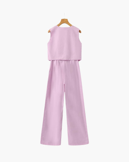 Classy Women's - Linen & Cotton Two-piece Set