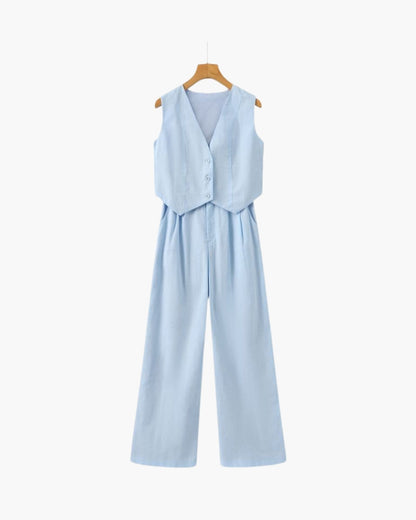 Classy Women's - Linen & Cotton Two-piece Set