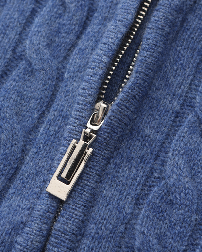 100% Cashmere Cable-Knit Half-Zip Sweater