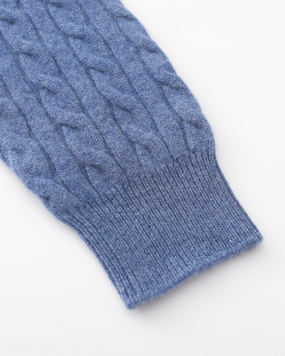 100% Cashmere Cable-Knit Half-Zip Sweater